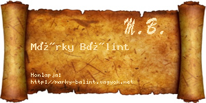Márky Bálint névjegykártya